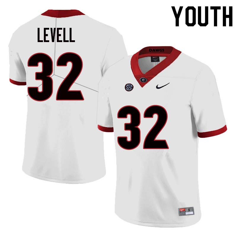 Youth Georgia Bulldogs #32 Kyle Levell College Football Jerseys Sale-White